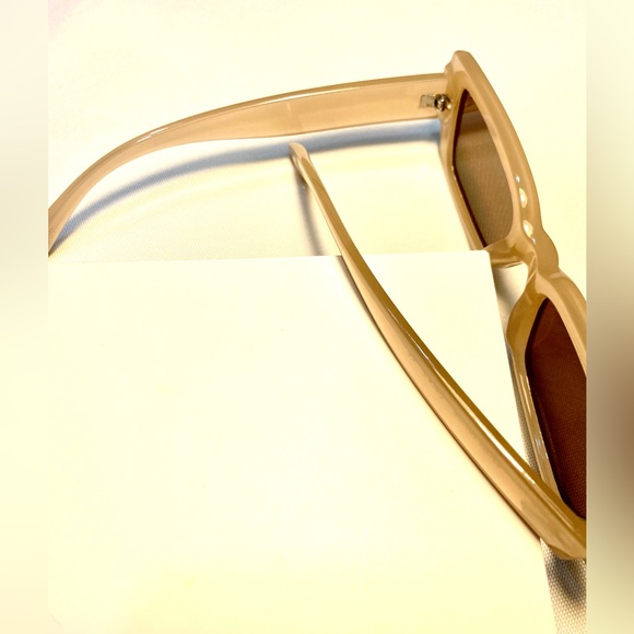 retro square Color sunglasses UV blocking beige brown tint - Picture 9 of 15